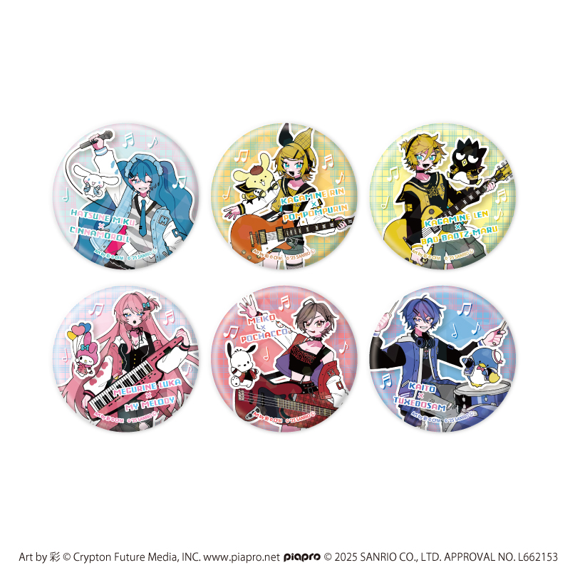 ピアプロキャラクターズ×サンリオキャラクターズ_(57mm)_ホログラム缶バッジ01/コンプリートセット(全6種)(コラボイラスト)【コンプリートセット/6個入り】