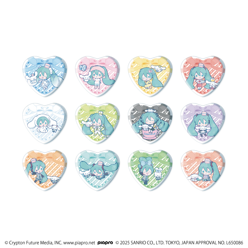 初音ミク×シナモロール_ホログラムハート型缶バッジ01/コンプリートセット(全12種)(コラボイラスト)【コンプリートセット/12個入り】