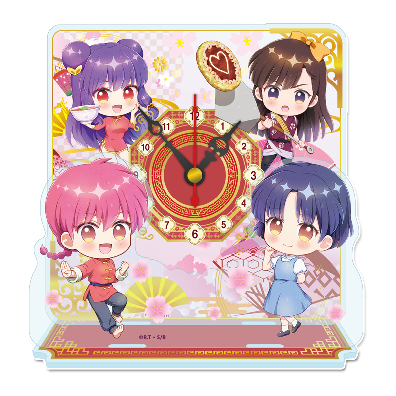 らんま1/2_ぷちちょこミニアクリル置時計【らんま&あかね&シャンプー&右京】
