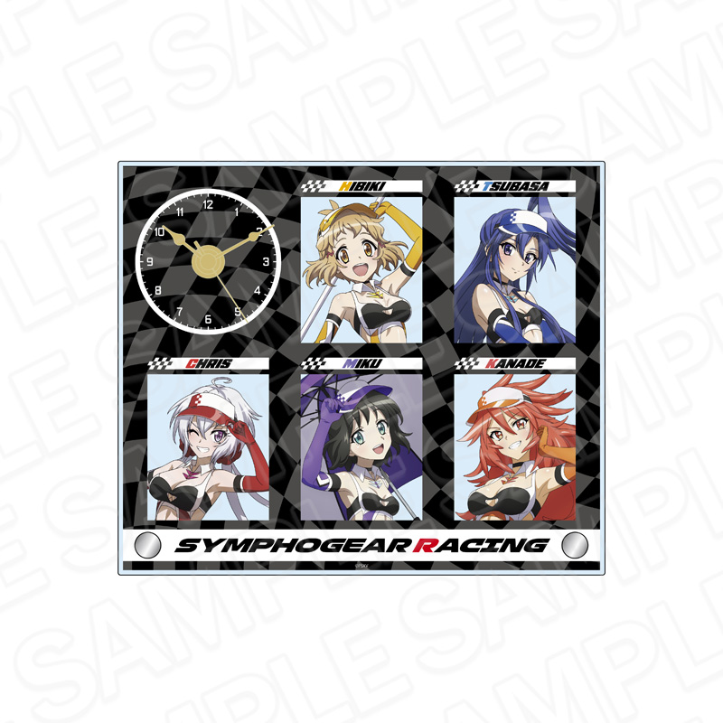 戦姫絶唱シンフォギアXV_アクリルクロック 響&翼&クリス&奏&未来 SYMPHOGEAR RACING ver.