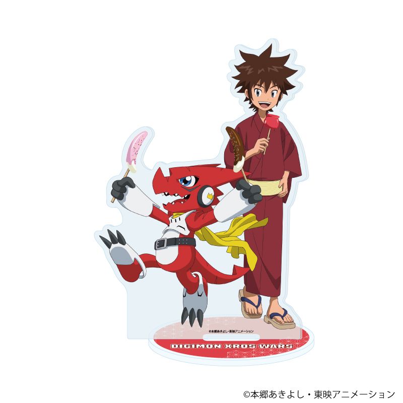 柳*魚様 デジモンカラー バンダイレッド デジモンクロスウォーズ_アクリルスタンド02/工藤タイキ＆シャウトモン