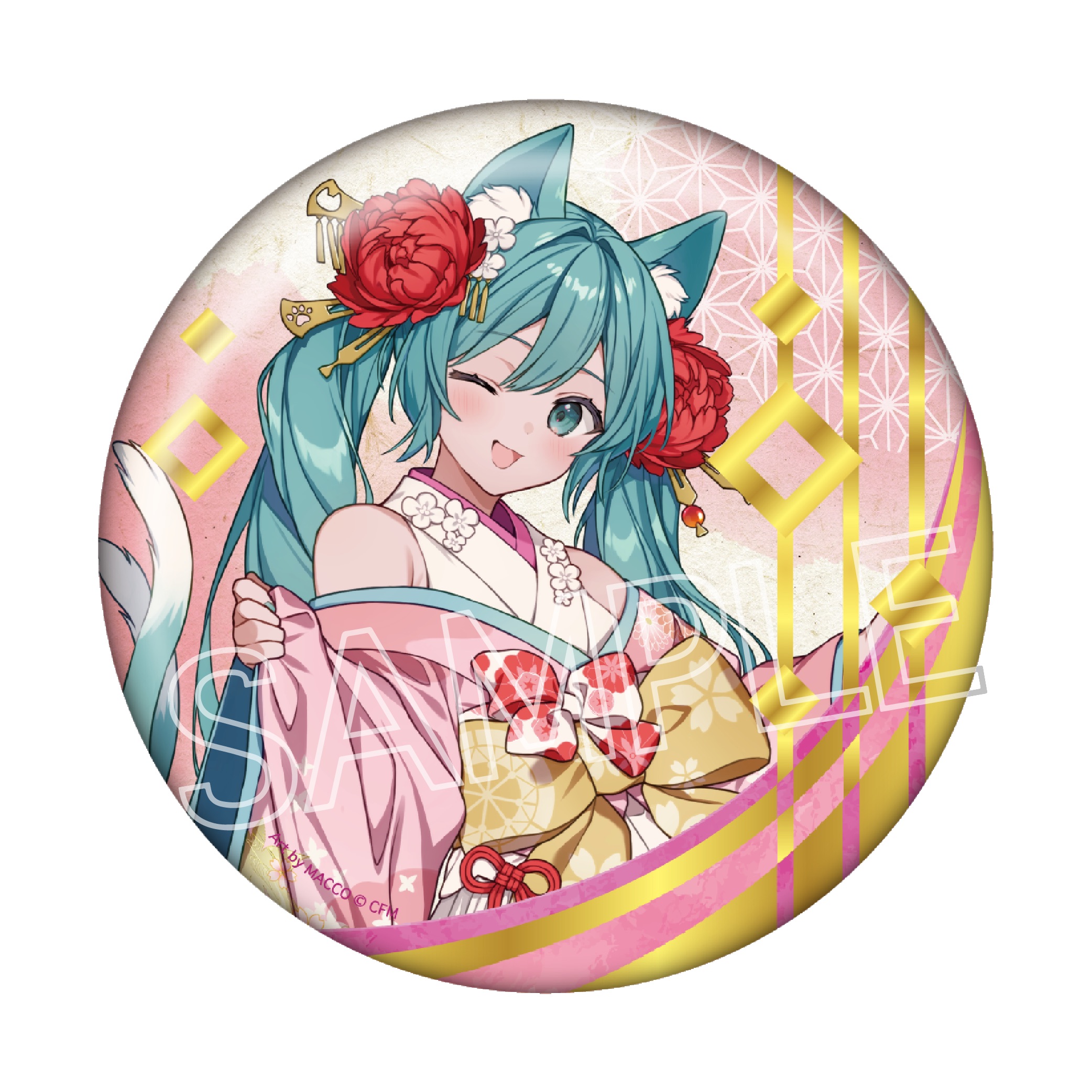 初音ミク_百鬼夜行 -麗宴- 箔押しBIG缶バッジ A 猫又(ねこまた)