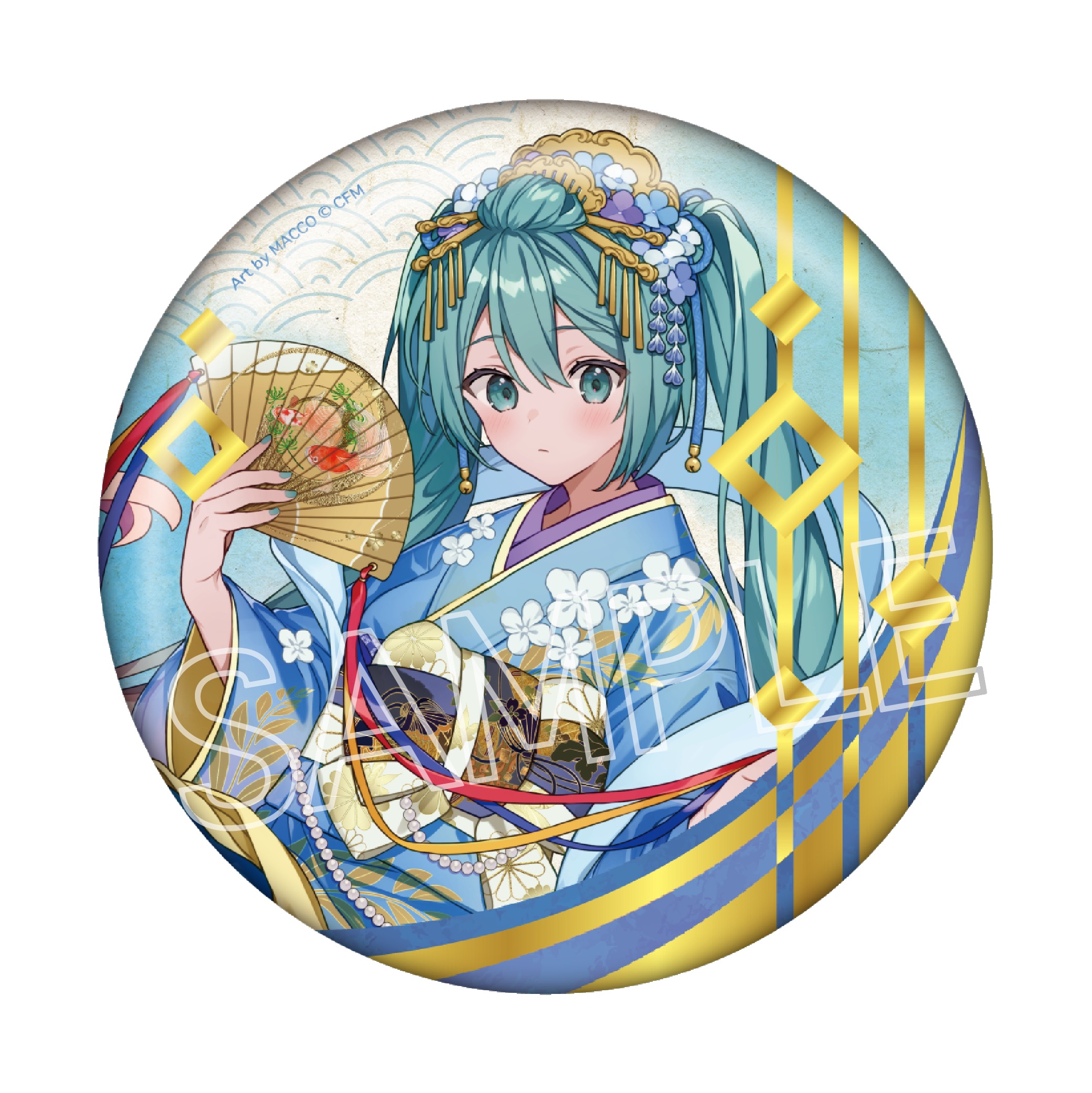 初音ミク_百鬼夜行 -麗宴- 箔押しBIG缶バッジ B 人魚(にんぎょ)