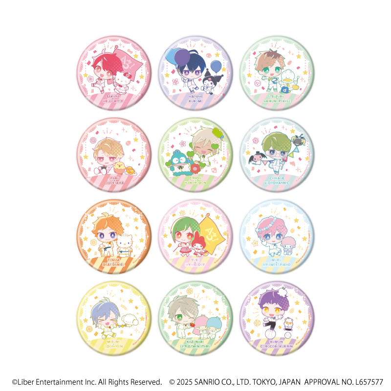 A3!×Sanrio characters_缶バッジ07/S＆S コンプリートセット(全12種)(ミニキャライラスト)【コンプリートセット/12個入り】