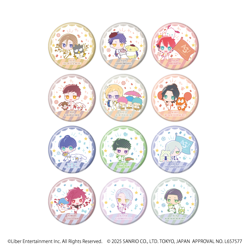 A3!×Sanrio characters_缶バッジ08/A＆W コンプリートセット(全12種)(ミニキャライラスト)【コンプリートセット/12個入り】