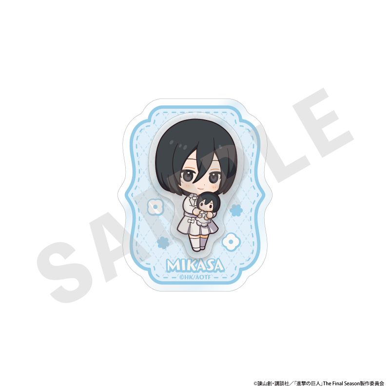 進撃の巨人_ミニキャラホワイトコーデシリーズ 2層アクリルバッジ（ミカサ）