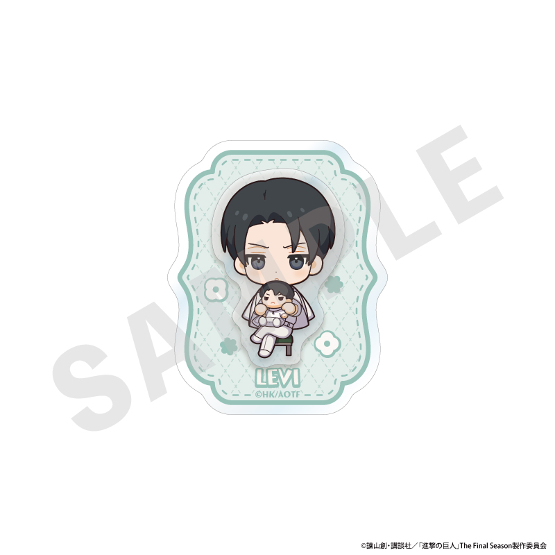 進撃の巨人_ミニキャラホワイトコーデシリーズ 2層アクリルバッジ（リヴァイ）