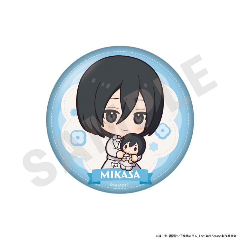 進撃の巨人_ミニキャラホワイトコーデシリーズ ふわふわ缶ミラー（ミカサ）
