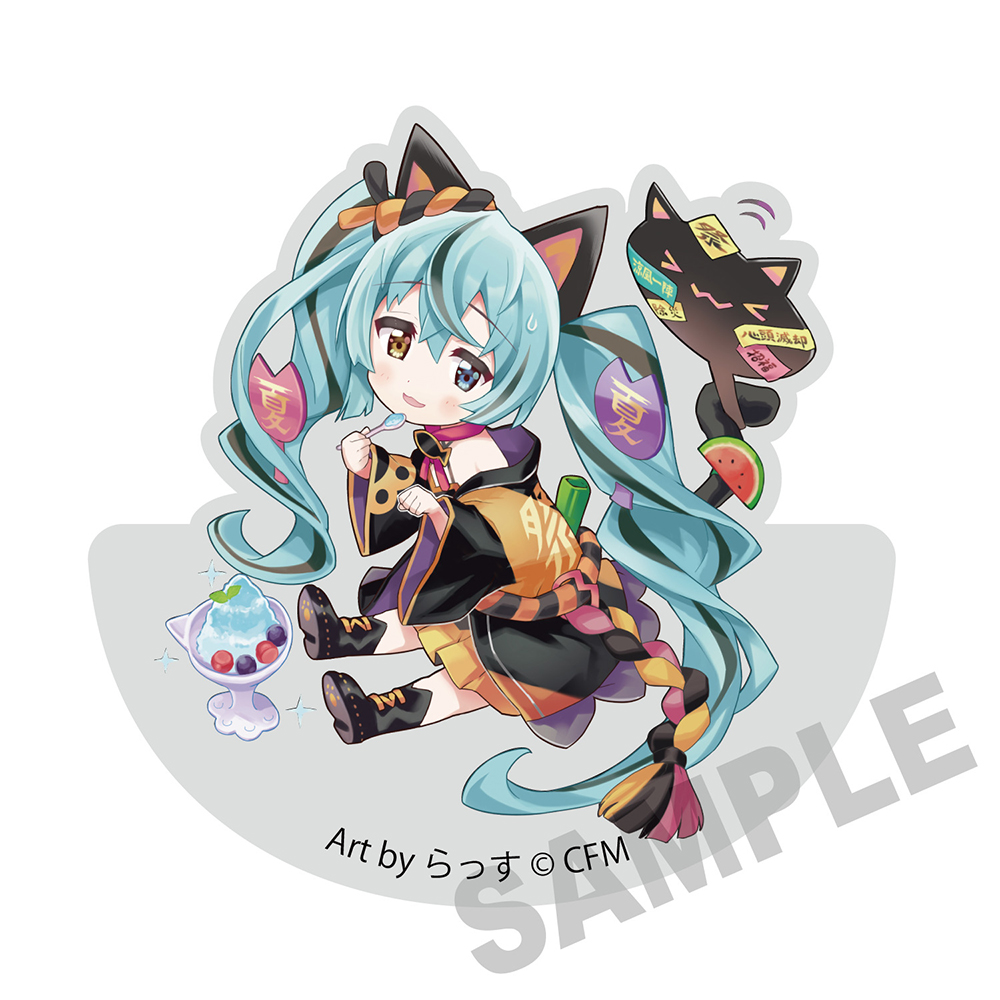 初音ミク×招き猫_ゆらゆらアクリルブロック 初音ミク黒猫 Art by らっす