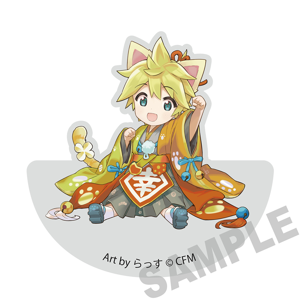 初音ミク×招き猫_ゆらゆらアクリルブロック 鏡音レン Art by らっす