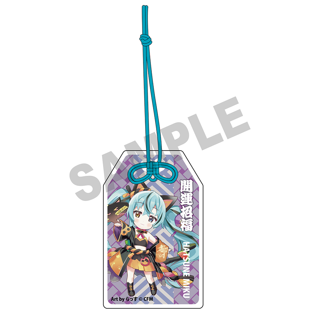 初音ミク×招き猫_御守風アクリルさげ札 初音ミク黒猫 Art by らっす