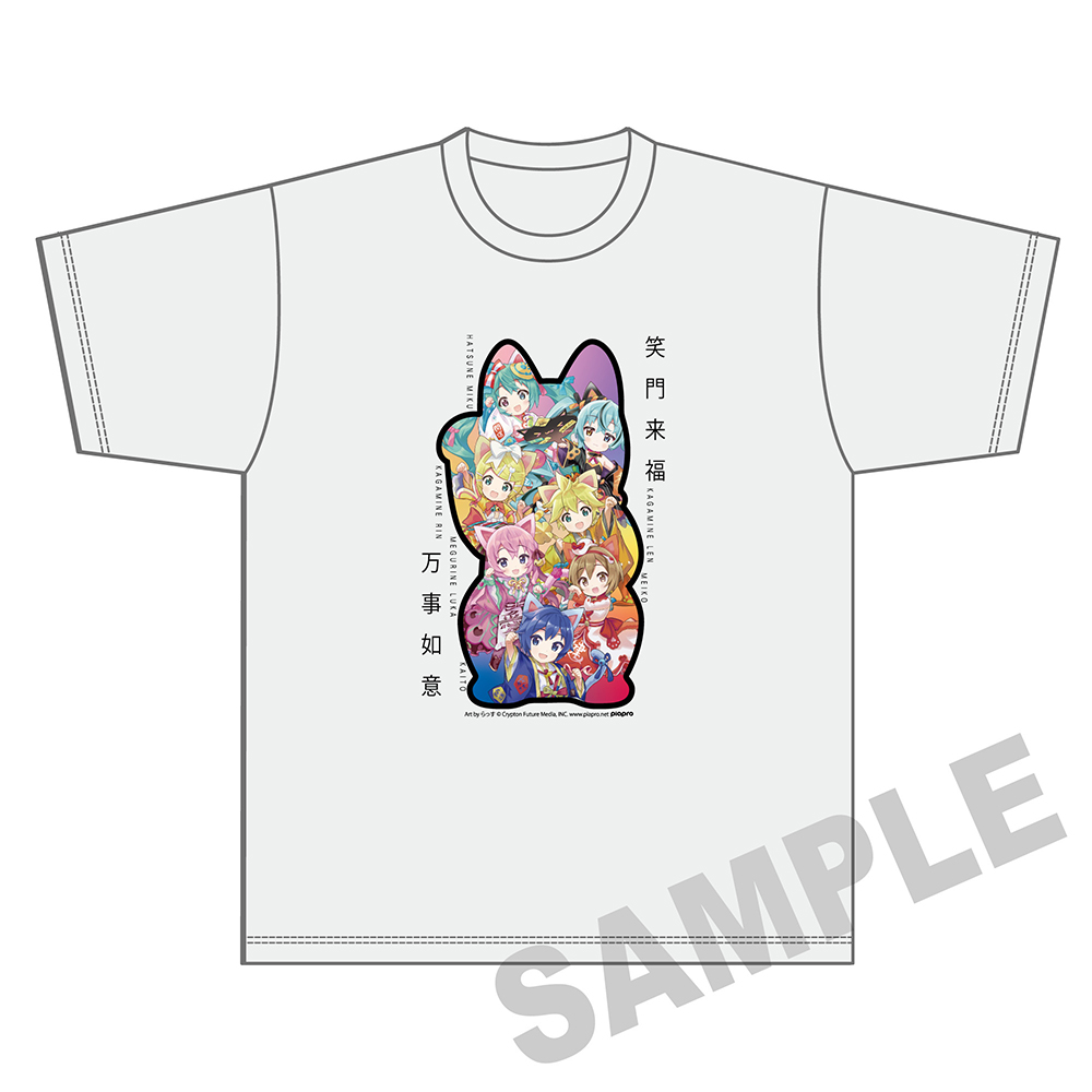 初音ミク×招き猫_Mサイズ_Tシャツ ピアプロキャラクターズ Art by らっす