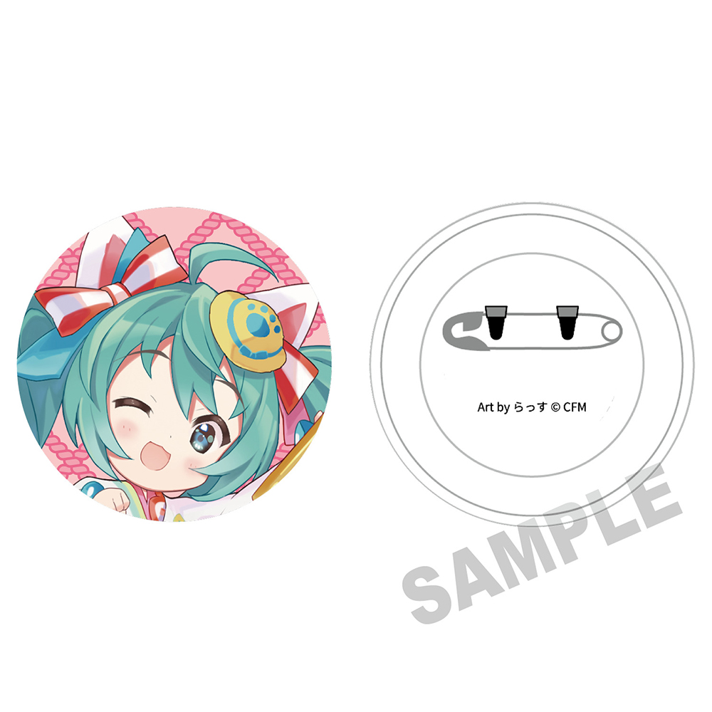初音ミク×招き猫_ふわもふタッチ缶バッジ 初音ミク白猫A Art by らっす