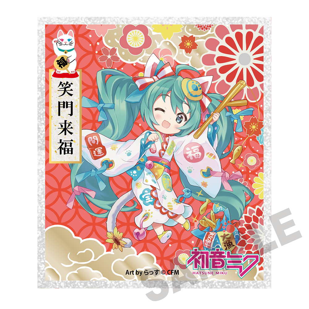 初音ミク×招き猫_アクリル色紙 初音ミク白猫 Art by らっす