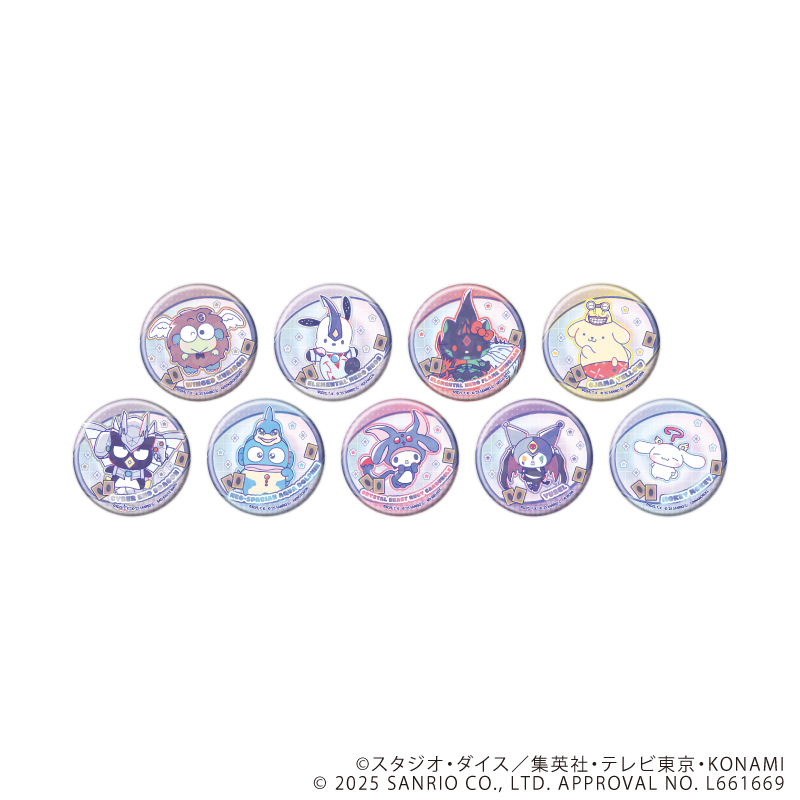 遊☆戯☆王デュエルモンスターズGX×サンリオキャラクターズ_ホログラム缶バッジ(65mm)01/コンプリートセット(全9種)(コラボイラスト)【BOX/9個入り】
