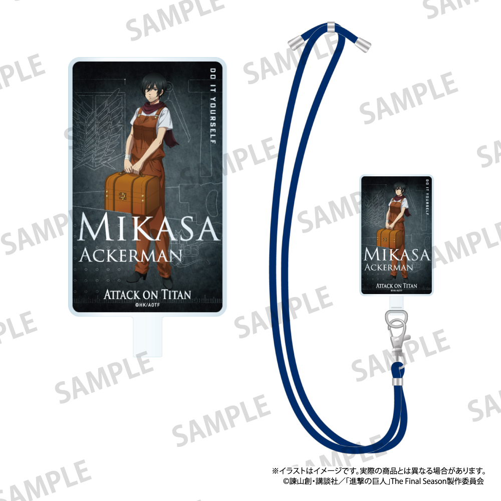 進撃の巨人_丸紐ストラップ付きフォンタブ ミカサ・アッカーマン（DIY）