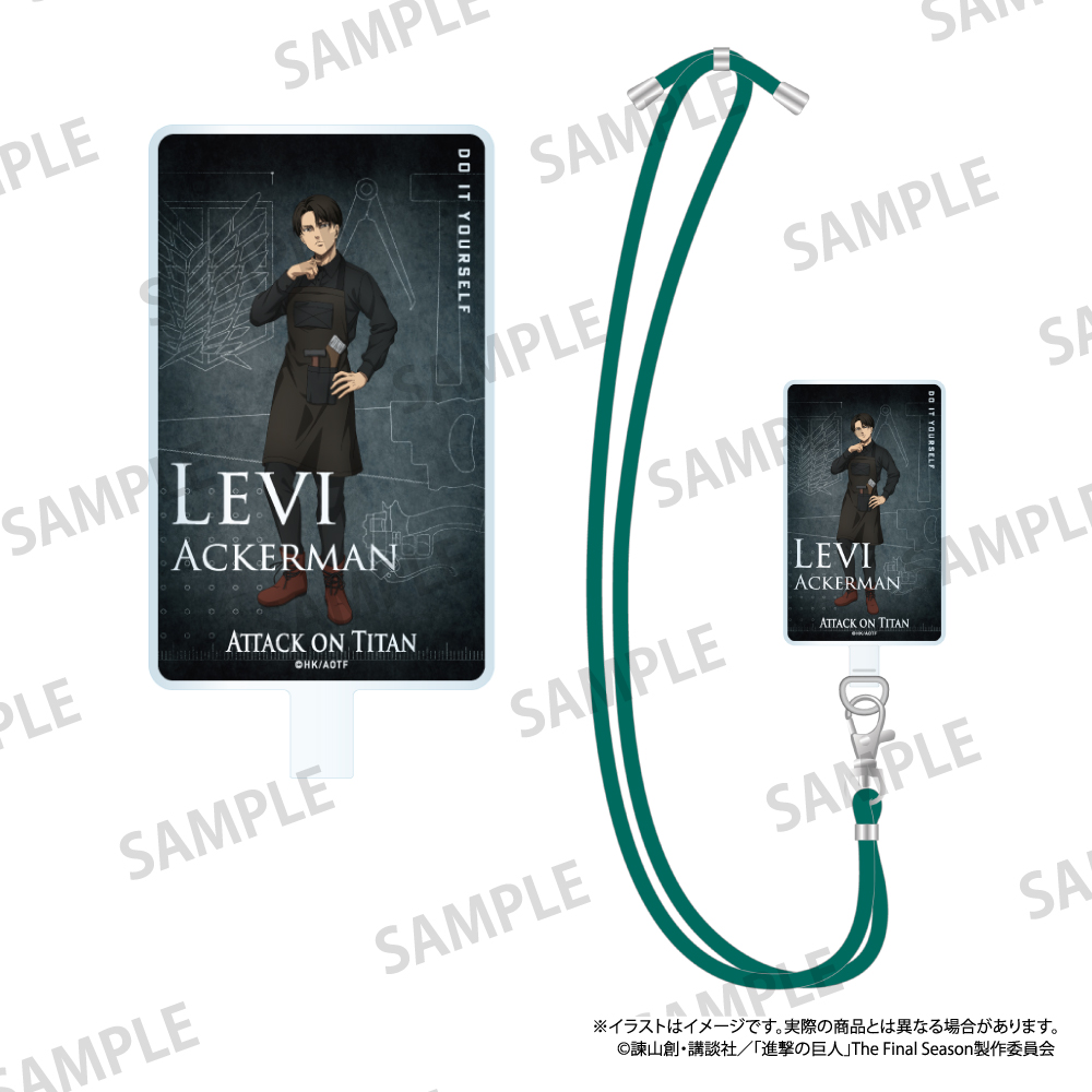 進撃の巨人_丸紐ストラップ付きフォンタブ リヴァイ・アッカーマン（DIY）