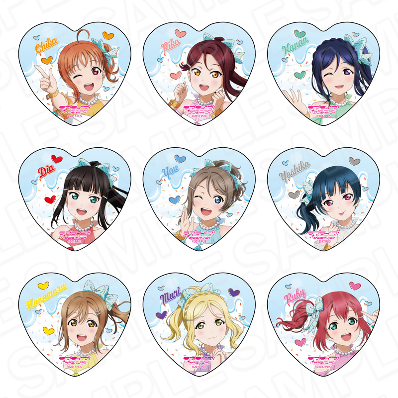 ラブライブ!サンシャイン!!_ハート型カンバッジ Cafe party ver.　【コンプリートOPP／9個入り】