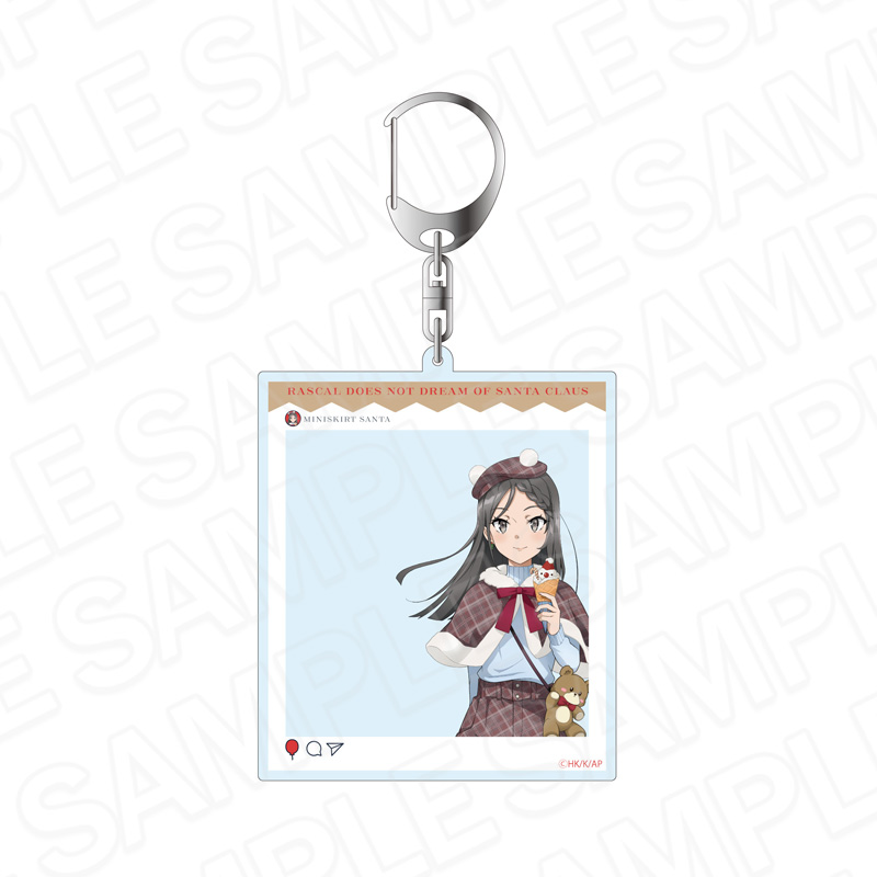 青春ブタ野郎はサンタクロースの夢を見ない_SNS風キーホルダー ミニスカサンタ 遊園地 ver.