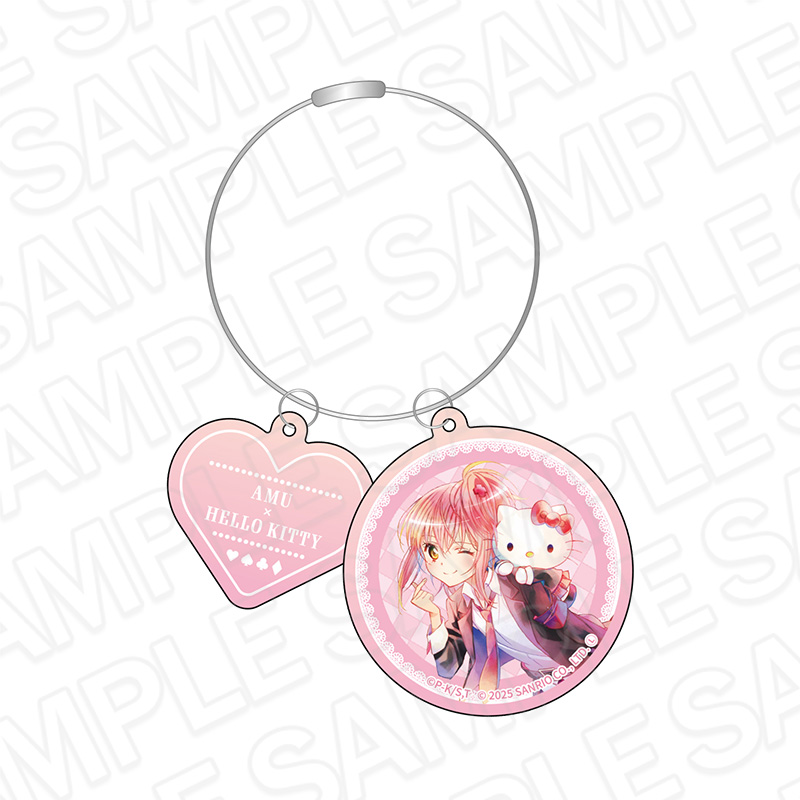 しゅごキャラ!×サンリオキャラクターズ_ワイヤーキーホルダー PALE TONE series 日奈森あむ×ハローキティ