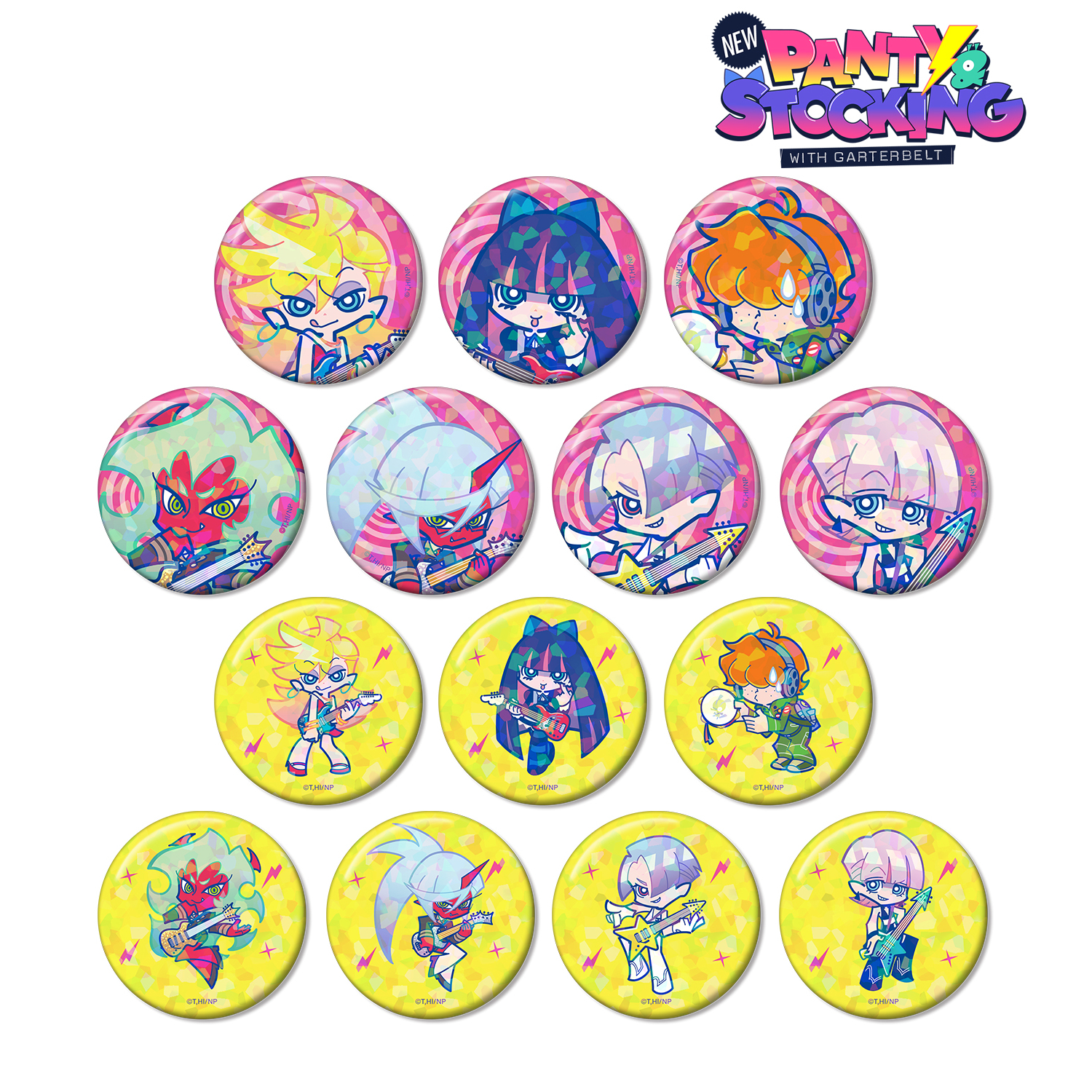 New PANTY ＆ STOCKING with GARTERBELT_F*Kaoriさんイラスト ロックver. トレーディングホログラム缶バッジ(単位/コンプリートBOX)【BOX/14パック入り】