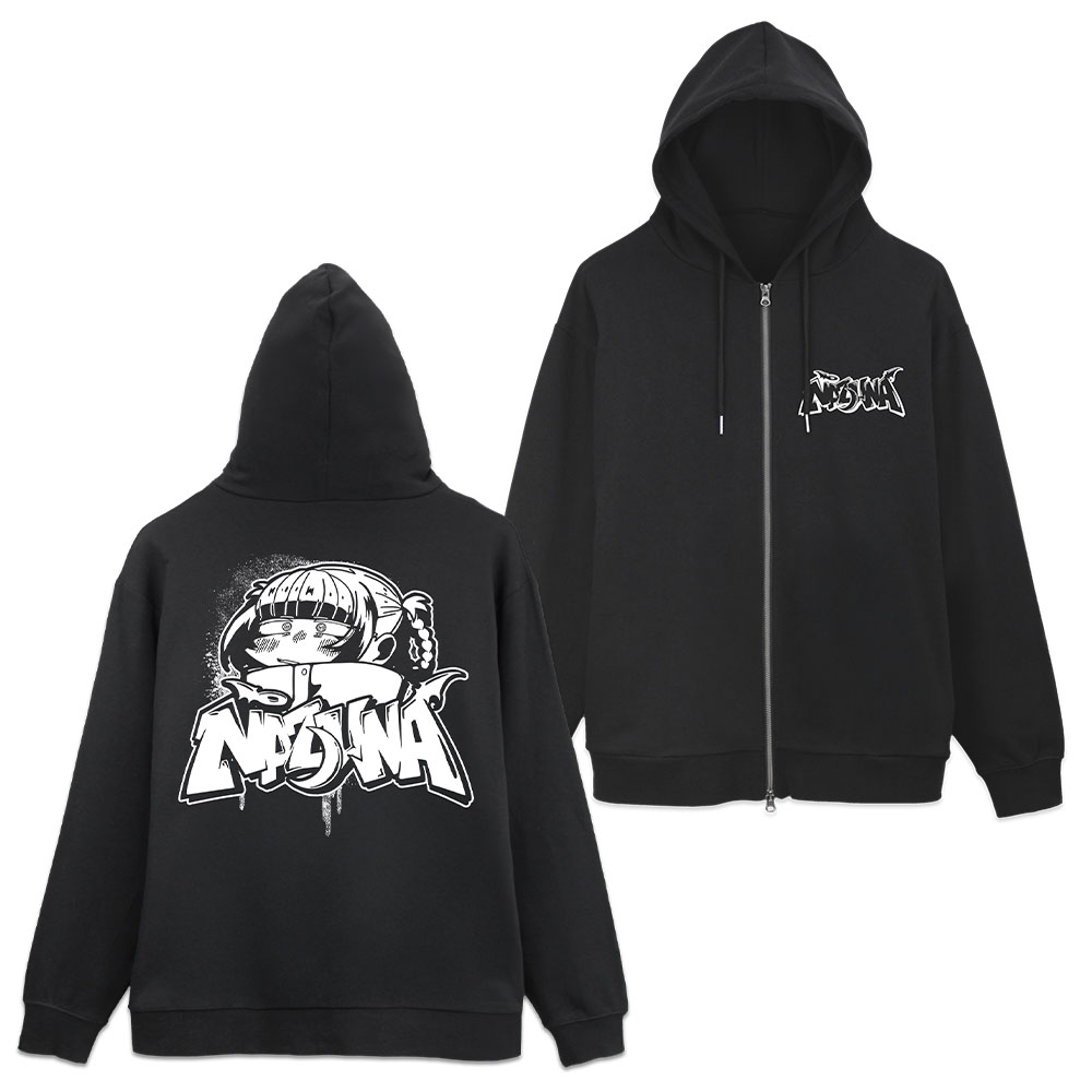 よふかしのうた 2期_Lサイズ_ナズナ ペイントアート ジップパーカー/BLACK