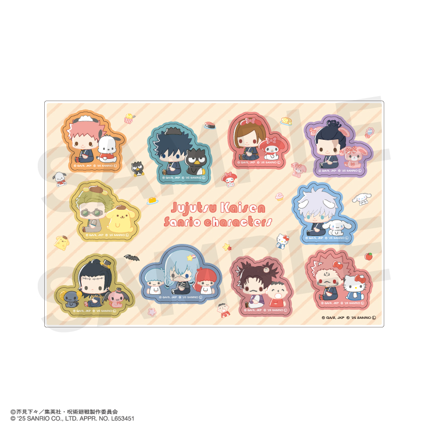 呪術廻戦×サンリオキャラクターズ_アクリルステッカー 01.集合