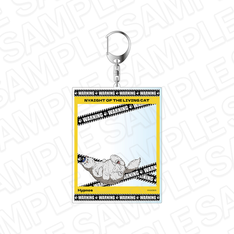 ニャイト・オブ・ザ・リビングキャット_WARNINGキーホルダー ヒュプノス