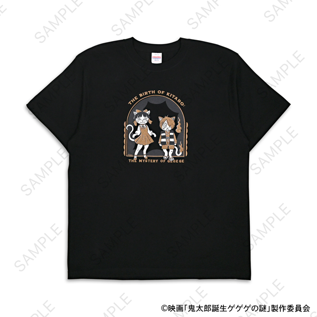 映画 鬼太郎誕生 ゲゲゲの謎_石黒亜矢子コラボ クルーネックTシャツ(鬼太郎とねこ娘)