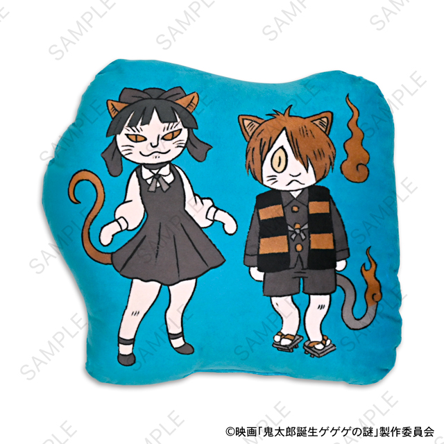 映画 鬼太郎誕生 ゲゲゲの謎_石黒亜矢子コラボ ダイカットクッション(鬼太郎とねこ娘)