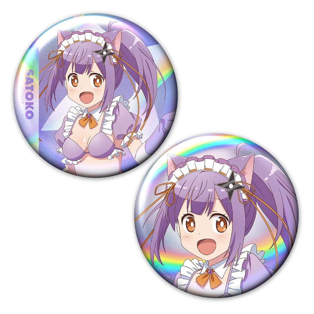 忍者と殺し屋のふたりぐらし_オーロラ缶バッジ2個セット  草隠さとこ 猫耳水着メイドver.【描き下ろし】