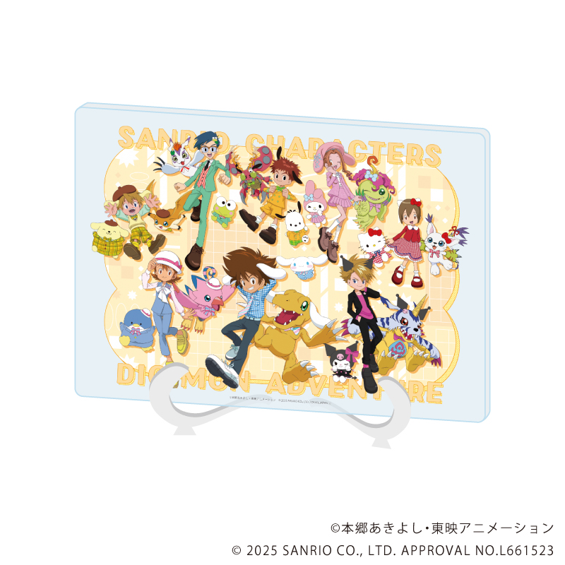 デジモンアドベンチャー×サンリオキャラクターズ_(A5サイズ)_アクリルアートボード01/集合デザイン(コラボイラスト)