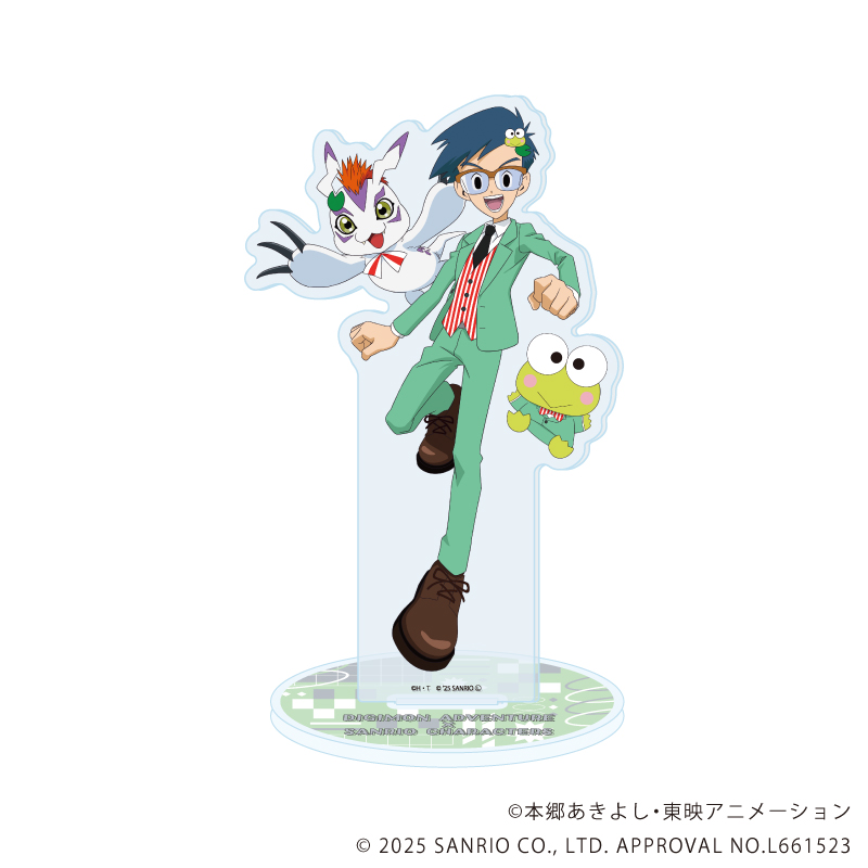 デジモンアドベンチャー×サンリオキャラクターズ_アクリルスタンド06/城戸丈＆ゴマモン×けろけろけろっぴ(コラボイラスト)