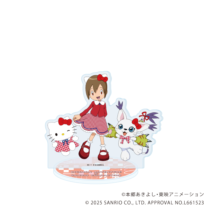 デジモンアドベンチャー×サンリオキャラクターズ_アクリルスタンド08/八神ヒカリ＆テイルモン×ハローキティ(コラボイラスト)
