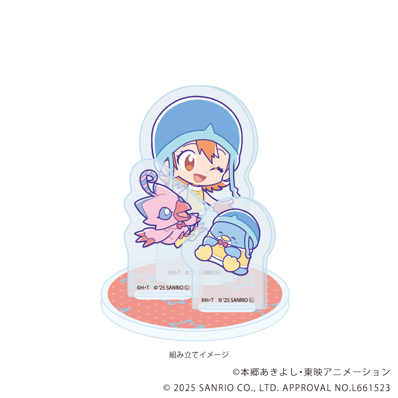 デジモンアドベンチャー×サンリオキャラクターズ_アクリルスタンドプレート03/武之内空＆ピヨモン×タキシードサム(コラボイラスト)