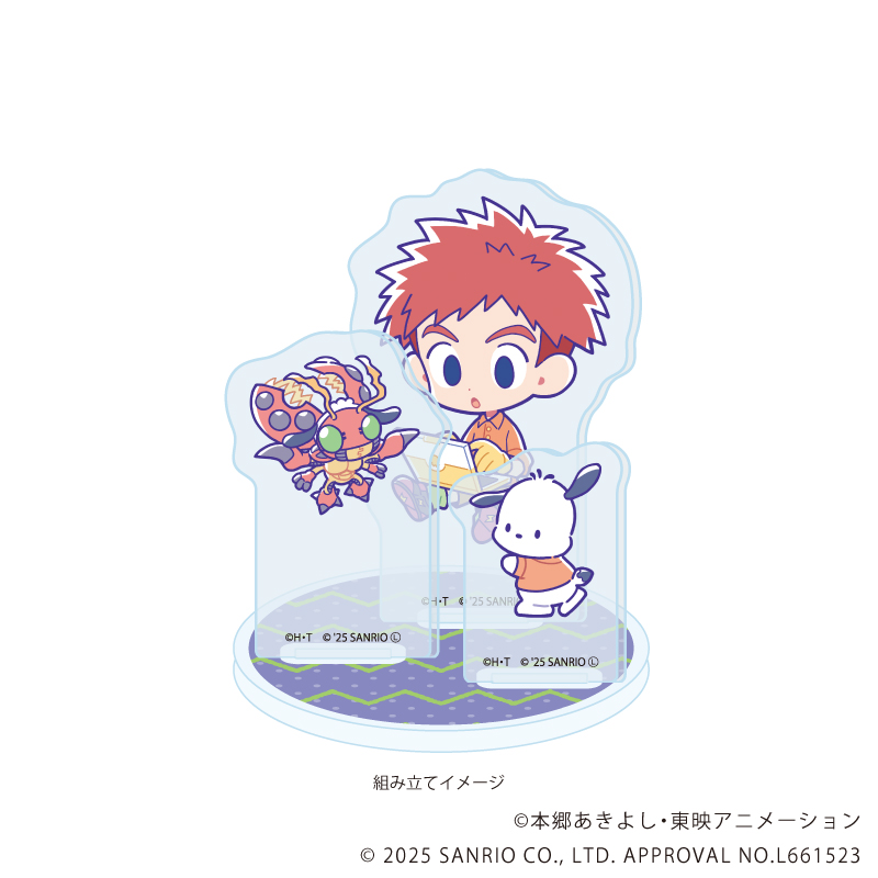 デジモンアドベンチャー×サンリオキャラクターズ_アクリルスタンドプレート04/泉光子郎＆テントモン×ポチャッコ(コラボイラスト)