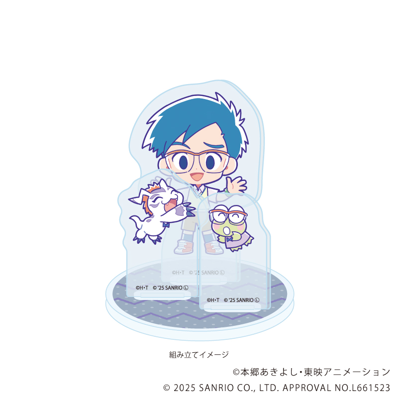 デジモンアドベンチャー×サンリオキャラクターズ_アクリルスタンドプレート06/城戸丈＆ゴマモン×けろけろけろっぴ(コラボイラスト)