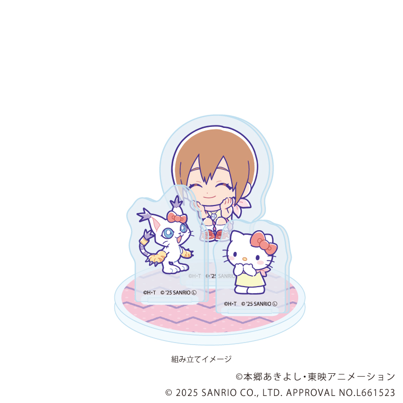 デジモンアドベンチャー×サンリオキャラクターズ_アクリルスタンドプレート08/八神ヒカリ＆テイルモン×ハローキティ(コラボイラスト)