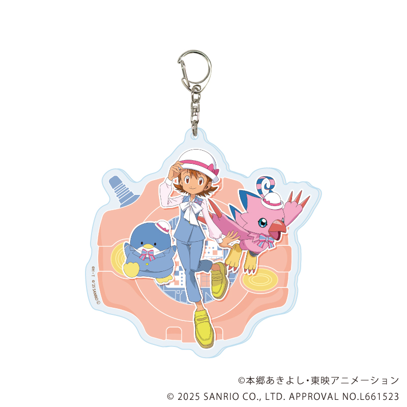 デジモンアドベンチャー×サンリオキャラクターズ_デカアクリルキーホルダー03/武之内空＆ピヨモン×タキシードサム(コラボイラスト)