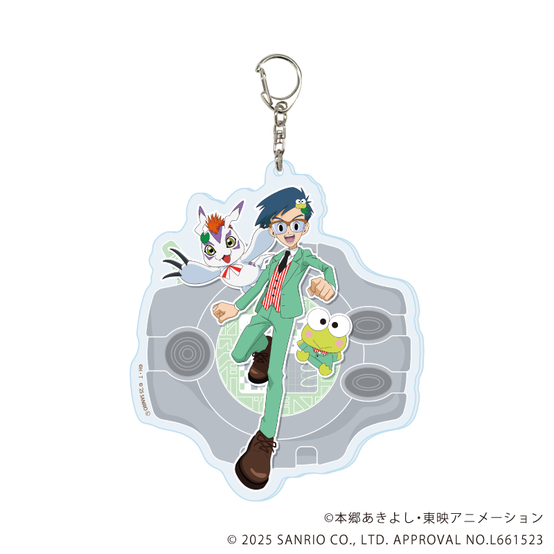 デジモンアドベンチャー×サンリオキャラクターズ_デカアクリルキーホルダー06/城戸丈＆ゴマモン×けろけろけろっぴ(コラボイラスト)