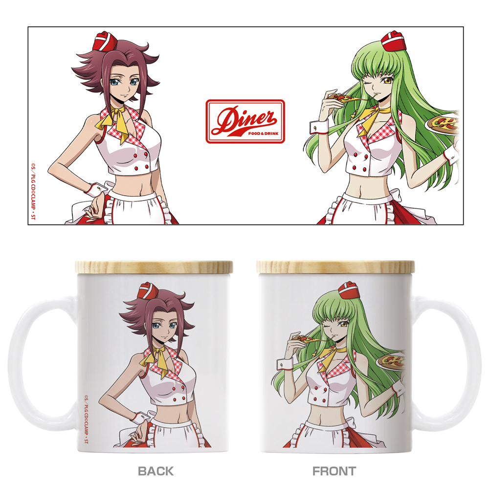 コードギアス 反逆のルルーシュ_描き下ろし C.C.&カレン フタ付きフルカラーマグカップ アメリカンダイナーVer.