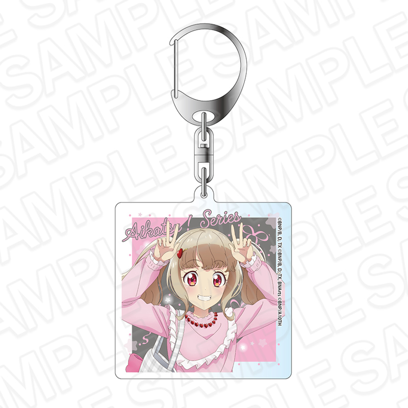 アイカツ!シリーズ_ホログラムキーホルダー 姫石らき ピンク×グレー ver.