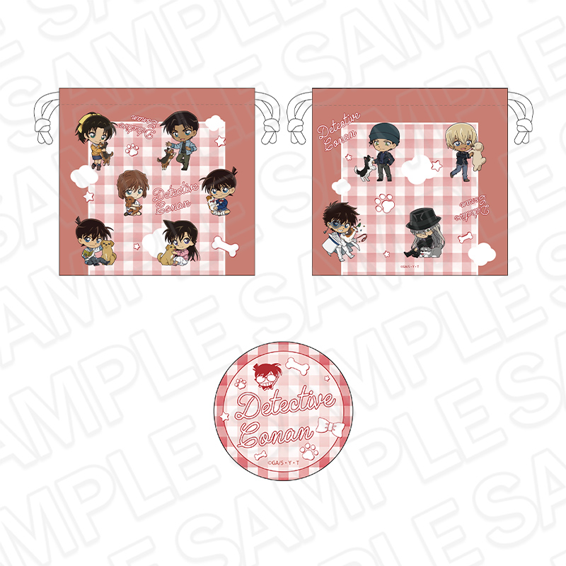 名探偵コナン_巾着&缶ミラーセット デフォルメいぬ ver.2