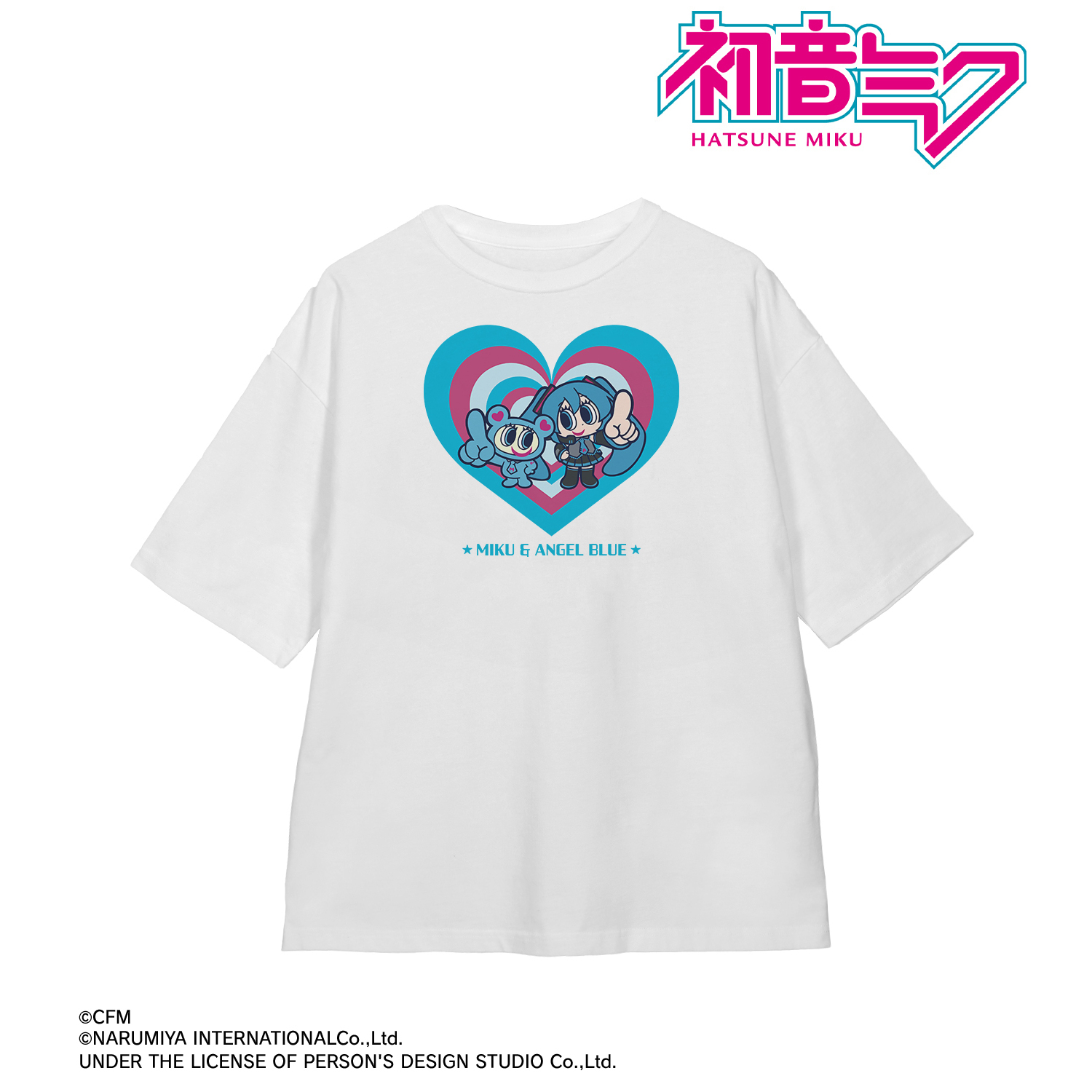初音ミク_(サイズ/M)_ANGEL BLUEコラボ 描き起こし 初音ミク&ナカムラくん BIGシルエットＴシャツユニセックス