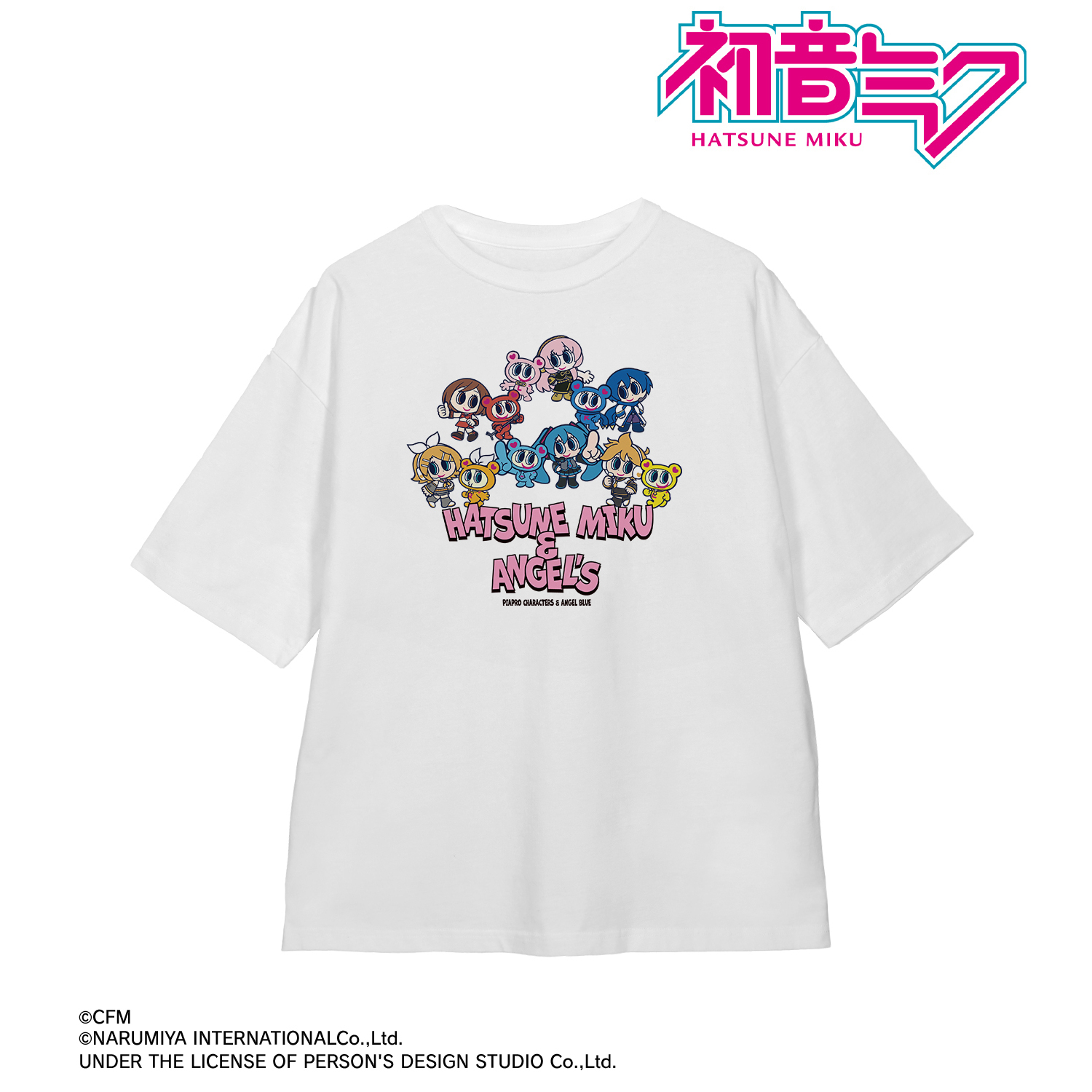 初音ミク_(サイズ/XL)_ANGEL BLUEコラボ 描き起こし 集合 BIGシルエットＴシャツユニセックス