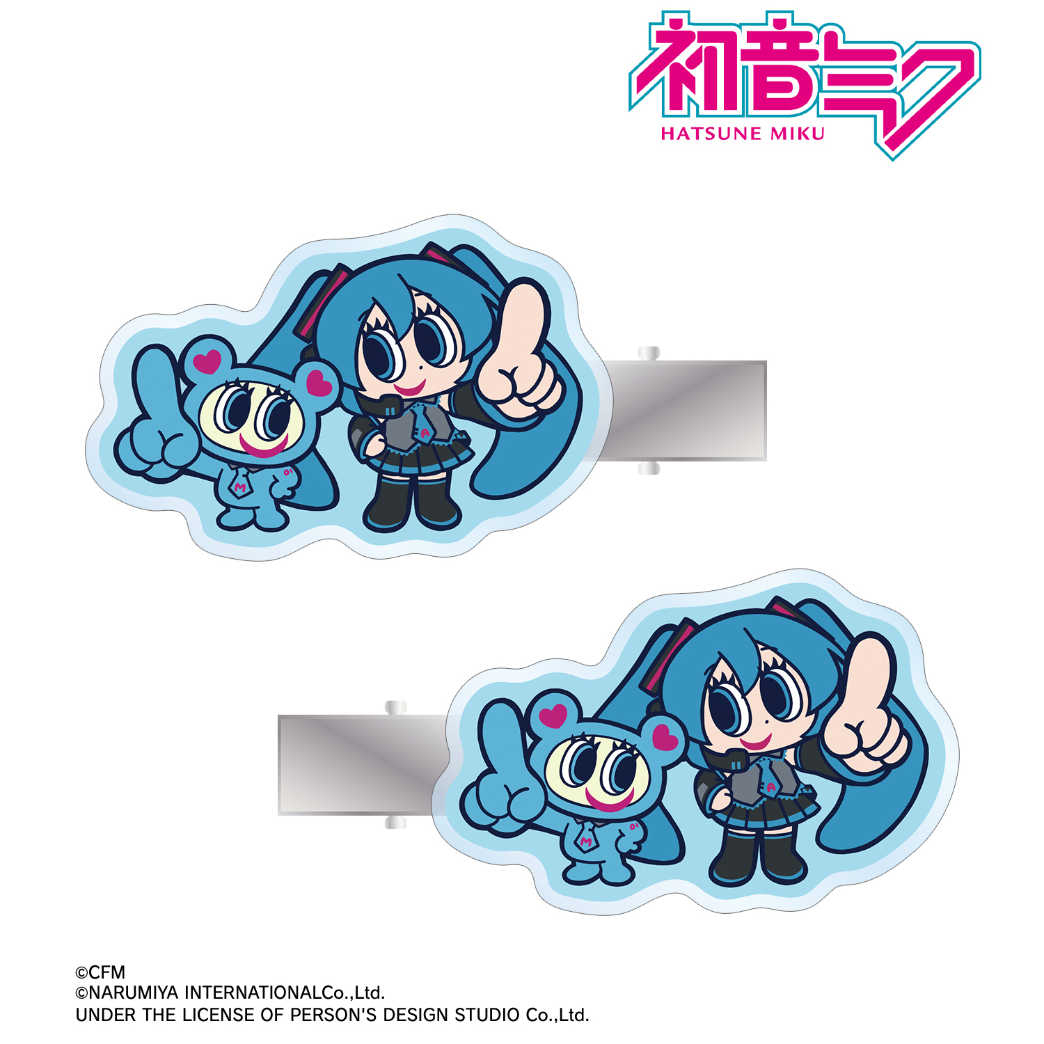 初音ミク_ANGEL BLUEコラボ 描き起こし 初音ミク&ナカムラくん アクリルヘアクリップ2個セット