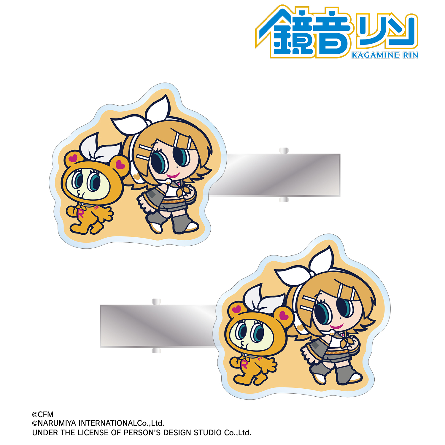 初音ミク_ANGEL BLUEコラボ 描き起こし 鏡音リン&ナカムラくん アクリルヘアクリップ2個セット