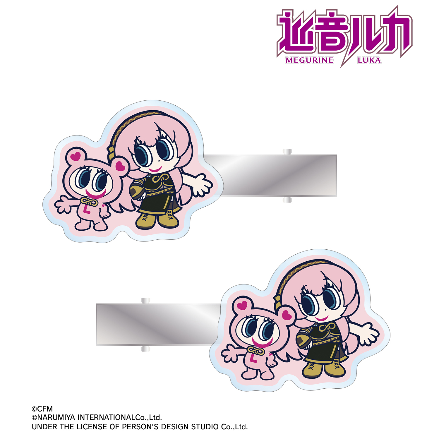 初音ミク_ANGEL BLUEコラボ 描き起こし 巡音ルカ&ナカムラくん アクリルヘアクリップ2個セット
