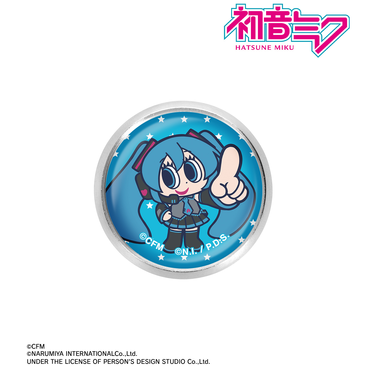 初音ミク_ANGEL BLUEコラボ 描き起こし 初音ミク ガラスマグネットピンバッジ