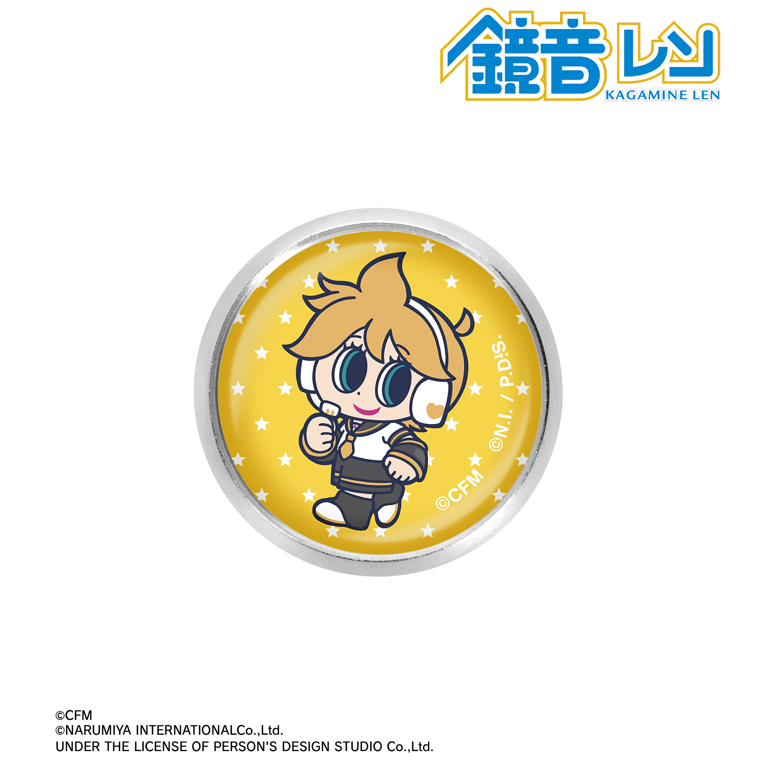 初音ミク_ANGEL BLUEコラボ 描き起こし 鏡音レン ガラスマグネットピンバッジ